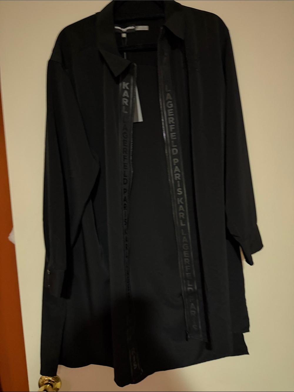 Karl Lagerfeld Black Longline Dress/Shirt with Branded Tape